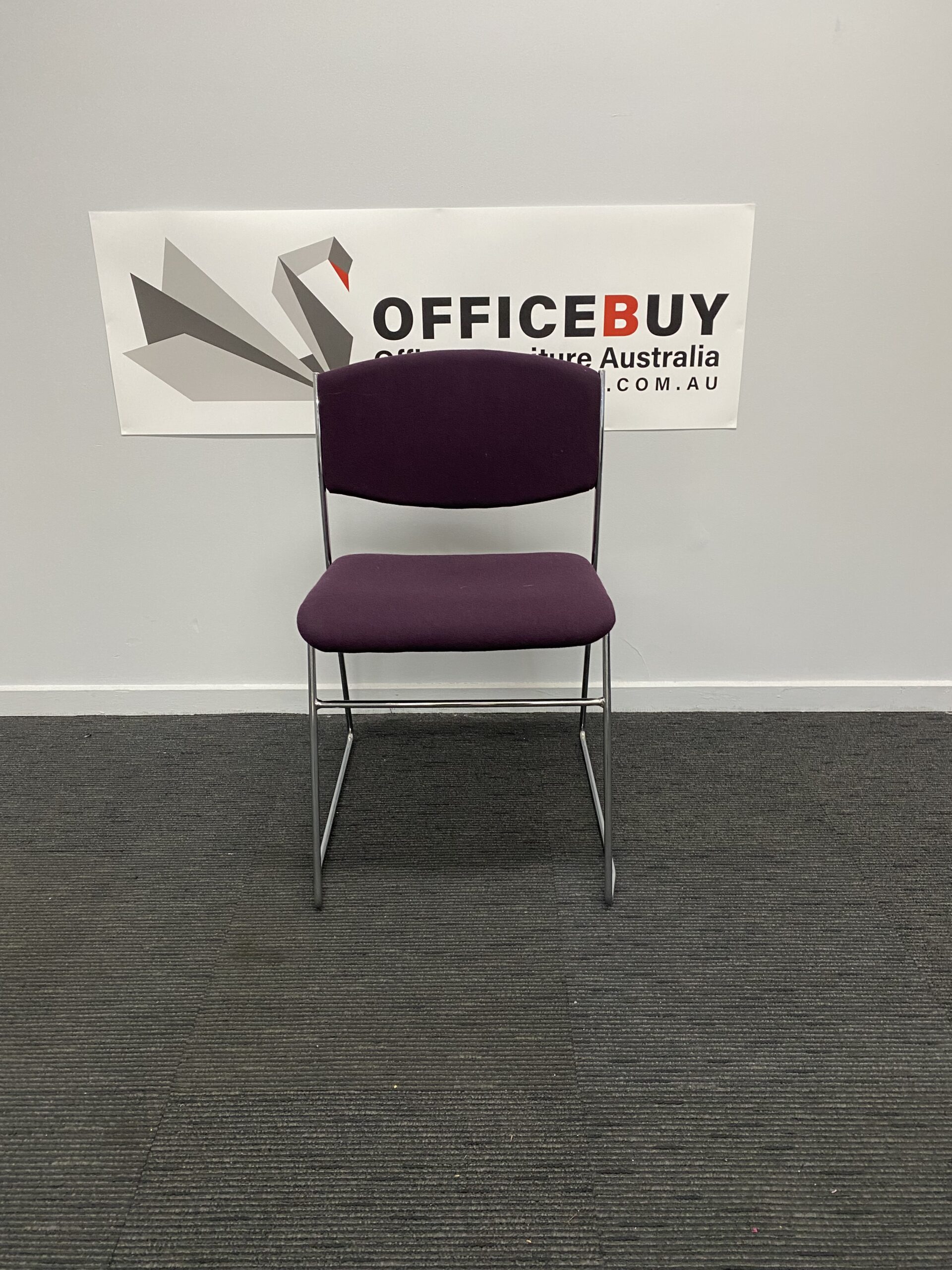 Second Hand Stackable Visitor ChairPurple with Chrome Metal Legs5