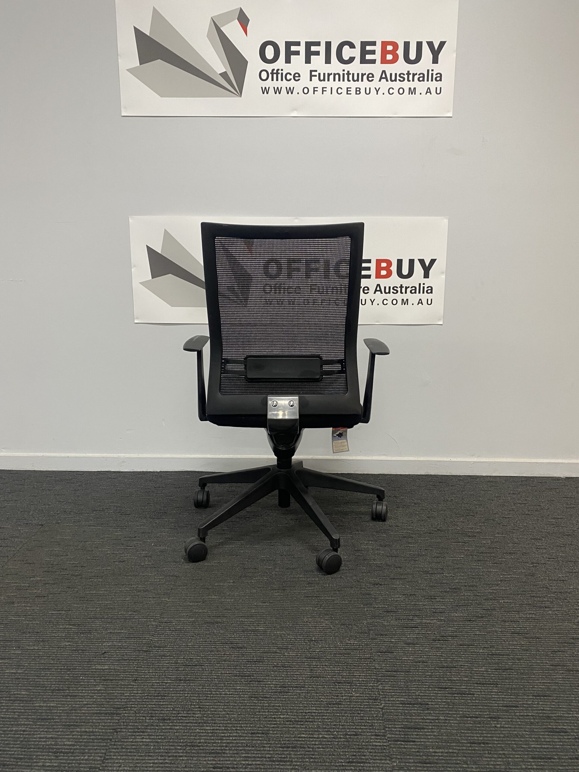 Second Hand High Back Ergonomic Chair/Boardroom Chair with Arms-Black Mesh Back - OfficeBuy